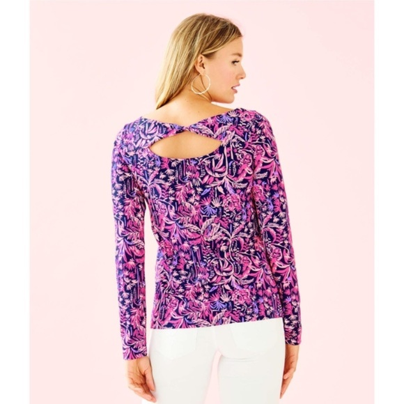 Lilly Pulitzer Tristan Top in Bright Navy Swing of Things Size Small - Picture 3 of 6